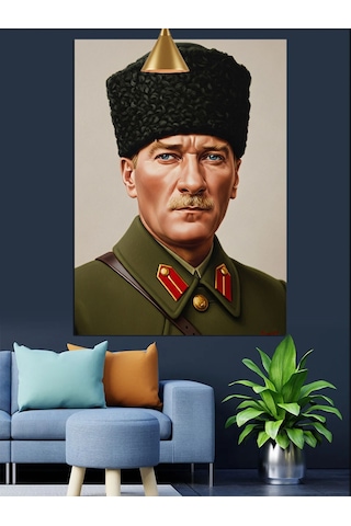 Mustafa Kemal Atatürk Askeri Portresi Dekoratif Kanvas - Mdf Ahşap Tablo