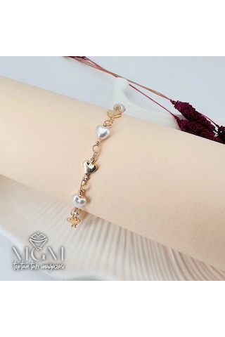 Rose Pirinç Bileklikler 17+5 Cm Uzatma Payı - Kbl0163 Çok Renkli