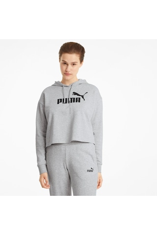 Puma Cropped Logo Tr Kadın Gri Kapüşonlu Sweatshirt Gri