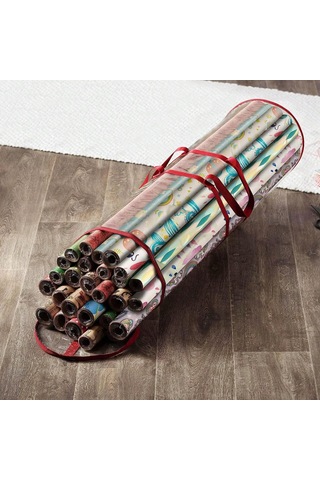 Yunboo Pvc Noel Paket Kağıdı Depolama Çantası, 40 İnç Kırmızı, Şeffaf, Taşımakol, Üst Rüzgar, Kolay Taşıma Ve Geniş Kapasite Kırmızı