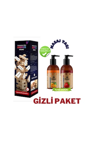 Rekze Erotik Denge Oyunu - 120ml Çilekli Ve Naturel Masaj Yağı Seti No:2