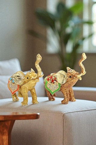 Kristal Taşlı Tekli Fil Figürü
