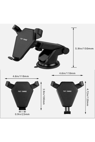 Wisdomselect N5-3 Otomatik Sıkma Araç Bluetooth Kulaklıklı Telefon Tutucu Kablosuz Şarj-siyah Vantuzlu Siyah Yok Ixqehl