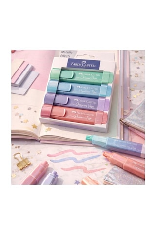 Faber-castell Metallic Effects Fosforlu Kalem Seti 4 Renk Metalik Işıltılı