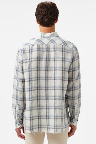 Lacoste Men's Regular Fit Dark Blue Linen Shirt Ekose Keten Erkek Gömlek Koyu Mavi
