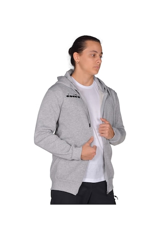 Diadora İmola - Erkek Grimelanj Pamuklu Tam Fermuarlı Sweatshirt Gri Melanj