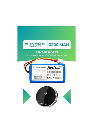 Sentar Mop 1s Uyumlu Batarya Ultra Yüksek Kapasite 3200mah Pil Robot Süpürge Bataryası