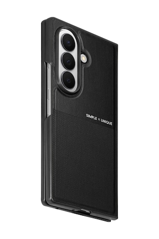 Samsung Galaxy Uyumlu Z Fold 8 Ultra Kılıf High Pu Deri Hdd Hbc-482 Siachen Case Siyah