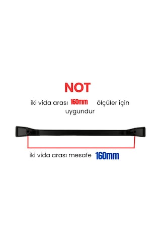 5 Adet Metal Havai Düz Mobilya Çekmece Dolap Kulpu Mat Siyah 160mm Mat Siyah