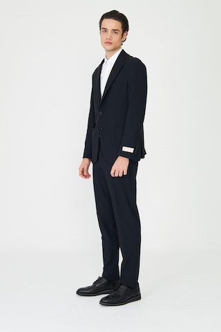 Siyah Modern Slim Fit Düz Kumaş Klasik Kesim Takım Elbise Siyah