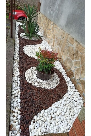 T-May Beyaz Dolomit Taşı - Bahçe Süsü, Ve Akvaryum Dekorasyonu Için Dere Çakılı 15 Kg 1-2 Cm