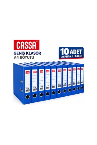 7280 Geniş Klasör A4 Mavi 10 Adet Avantajlı Ekonomik Paket