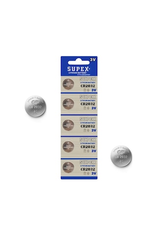 Supex Cr2032 3V Lithium Anakart Bios Kumanda Tartı Saat 5'Li Pil