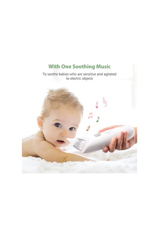 Yaozixa Bebek Elektrikli Burun Emici - 3 Seviye Emme Gücü, Düşük Gürültü, Işık Ve Müzik, Yüklü Batarya, 3 Silikon Uç, Beyaz