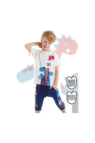 Denokids Dino Dudes Erkek Çocuk T-shirt Kapri Şort Takım