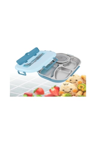 Hangfox 1500ml Mavi 4 Bölmeli Paslanmaz Çelik Termos Yemek Kutusu - İşçi Çanta İçin Taşınabilir, Çorba Kasesi Ve Besteği Dahil Çok Renkli