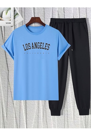 Uyguntarz Unisex Beyaz Fs Baskılı Siyah Kargo Eşofman Takımı Bebe Mavi