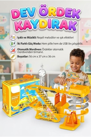 Büyük Boy Dön Dolaş Ördekler Şarjlı Işıklı Müzikli Otomatik Yürüyen Merdivenli Eğitici Oyuncak Seti 1