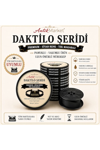 Antik Market Premium Daktilo Şeridi Siyah Tek Makaralı