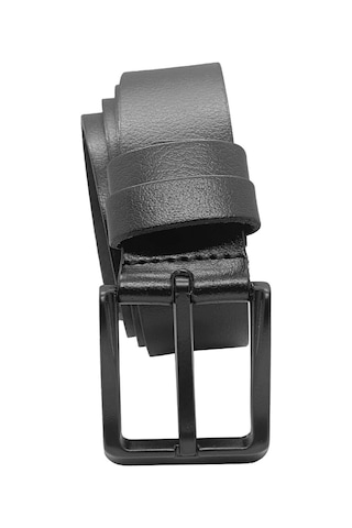 Hakiki Deri Kumaş ve Keten Pantolon Kemeri Tokalı - Siyah