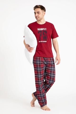 Tampap 2170-k Kısa Kollu Baskılı Erkek Pijama Takımı Kırmızı