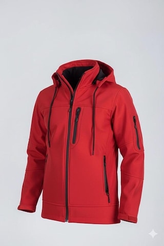 Vatan Tekstil Erkek Slim Fit Softshell Kapüşonlu Erkek Mont Su İtici Rüzgar Geçirmez Kırmızı