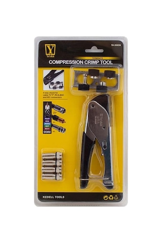 Diğer El Aletleri Yeskit Yk-5085n F, Bnc, Rca, Iec 4 Fonksiyonlu Sıkıştırmalı Koaksiyel Sıkma Pensesi Rg59, Rg6, Rg6q, Rg7, Rg11