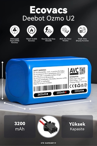 Ecovacs Deebot Ozmo U2 3200mah Robot Süpürge Bataryası D.k