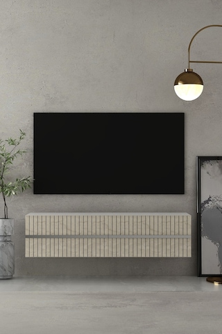 120dhdtda5btg Tedy Lazer Pleksi Desenli Duvara Monte Tv Sehpası Beyaz-traverten-gümüş