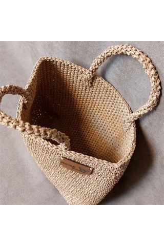 Uretti - Volkan 4975 7694 El Yapımı Kağıt İp El Çantası Kahverengi