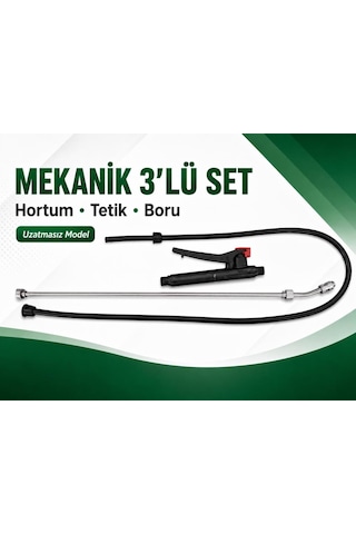 Algarıde İlaçlama Makinesi Mekanik 3'lü Set Hortum Pompa Kolu Boru İlaçlama Makinesi Yedek Parça Seti