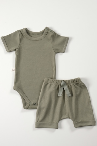 Tinylamb Elation Gourd Şort Ve Bodysuit Takım - 2 Parça Haki Yeşil