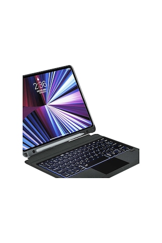 Apple Uyumlu iPad 10.9 İnç 10.nesil Fuchsia Touch Pad Klavyeli Standlı Kılıf Kılıf