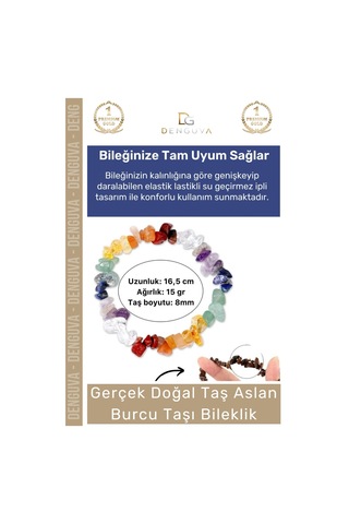 Bileklik Doğal Taş Ayarlanabilir Su Geçirmez Hediye Tasarım Aslan Burçları Burç Unisex Bileklik Çok Renkli