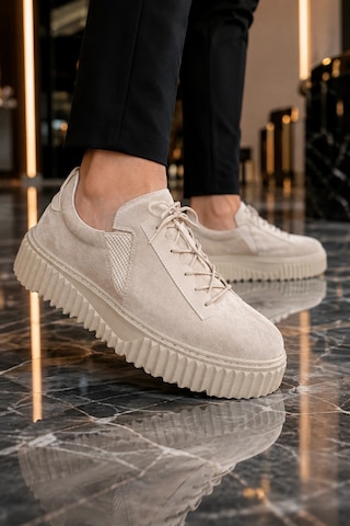 Mevese Dlob Erkek Bağcıklı Süet Günlük Casual Spor Sneaker Ayakkabı - Krem
