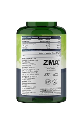Natures Supreme Zma 60 Kapsül Aromasiz