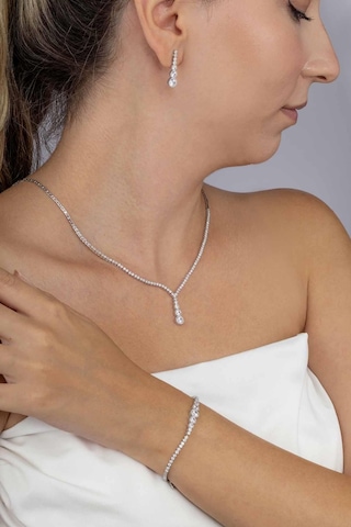 Gümüş Pazarım Pırlanta Montür Yuvarlak Kesim Su Yolu Gümüş Düğün Seti Gümüş