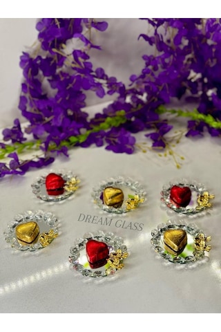 Dream Glass 6 Kişilik Kuş Detaylı Aynalı Lokumluk Gümüş