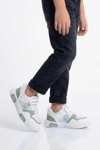 Reyber Beyaz Mint Yeşili Cırtlı Fileli Hafif Unisex Çocuk Spor Ayakkabı 026 F Beyaz-mint Yeşil