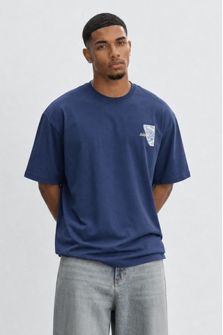 Respire Erkek Itsbyzey Nakış Detaylı Oversize T-shirt Lacivert