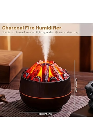 Techbloom 1pc Usb Şarjlı Mangal Kömürü Nemlendirici Renkli Gece Işığı Ayarlanabilir Sis Çıkışı Yatak Odası