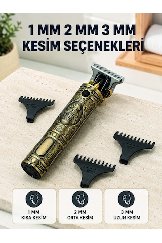 Profesyonel Saç Ve Sakal Tıraş Makinesi 1500 Mah Bataryalı 1 2 3 Mm Taraklı - Lisinya 1 - 2 Saat