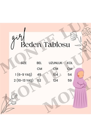 Kız Çocuk Tek Parça Namaz Elbisesi Gül Kurusu-vizon Vizon