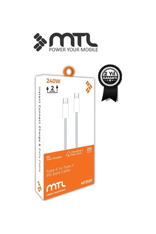 240w Type-c To Type-c Ultra Hızlı Şarj Ve Data Kablosu Hasır Örgülü 2 Metre Mt2530 Beyaz İle Uyumlu Diğer