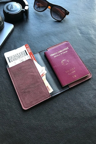 Vip Gift Voyager Pasaport Kılıfı Minimalist Vegan Suni Deri Pasaportluk Ka Bordo