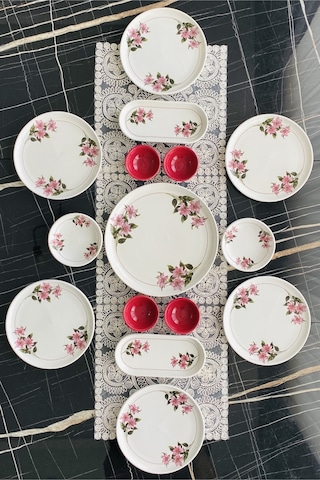 Kar Çiçeği 6 Kişilik 15 Parça Kahvaltı Takımı Vişne Çürüğü