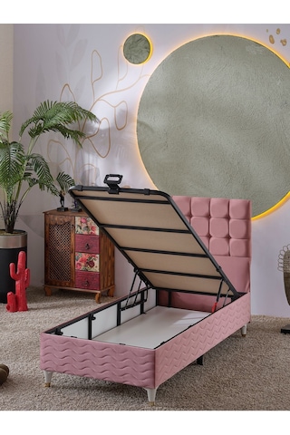 Beehanem Bengü 90x190 Tek Kişilik Baza Başlık 2 Li Set Babyface207 Pembe