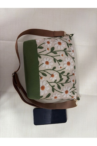 Lumya Atelier Papatya Desenli Çanta Açık Yeşil