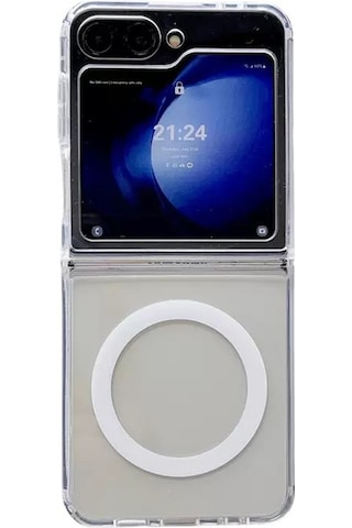 Teknomoda Samsung Galaxy Z Flip 7 Kılıf Magsafe Wireless Kablosuz Şarj Uyumlu Manyetik Şeffaf Kapak Şeffaf