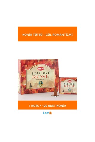 Precious Rose Aromalı Konik Tütsü 12 Paket 120 Adet